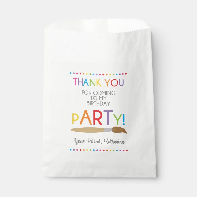 Bolsas favoritas de la fiesta de cumpleaños de Art (Anverso)