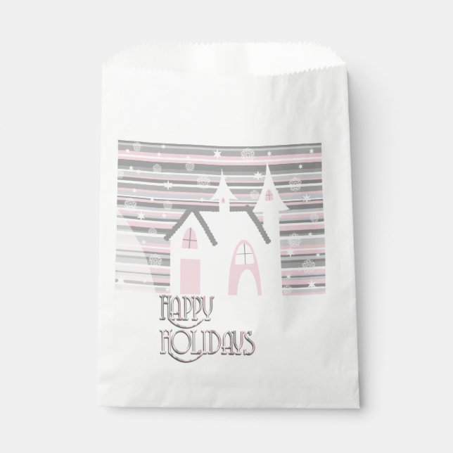 Bolsas favoritas - Escena de invierno rosa y gris (Anverso)