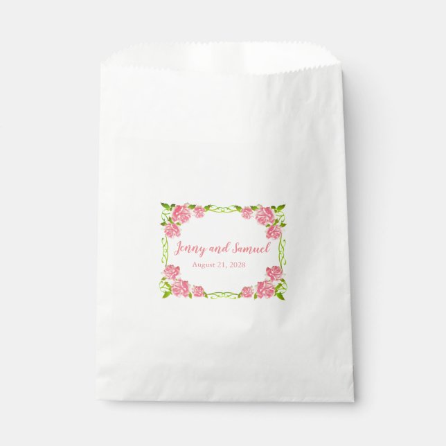 Bolsas personalizadas de Boda de color rosa para l (Anverso)