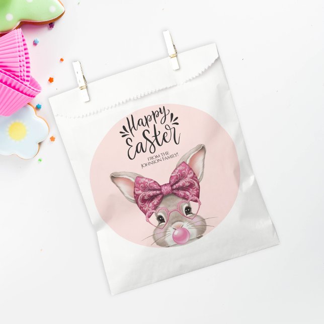 Bolsas personalizadas de Favor de Pascua - Bunny P (Personalized Easter Favor Bags – Bunny Pastel)
