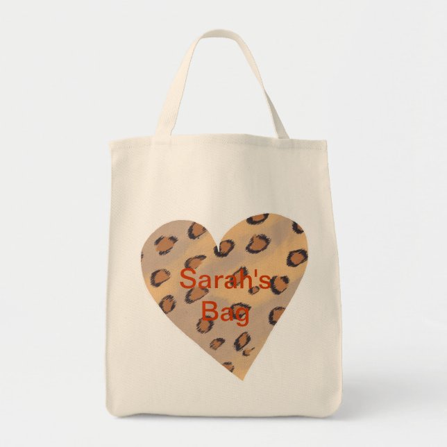 Bolsas personalizadas de Leopard Spots Heart (Frente)