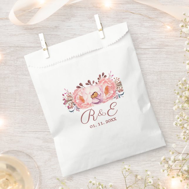 Bolsas Rubor Floral Personalizadas de Boda Favor (Cortado)