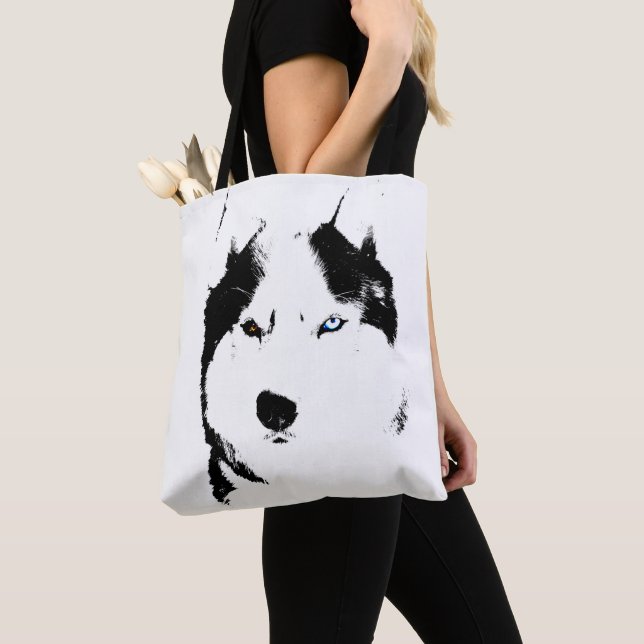 Bolsas Siberian Husky Tote Bag Husky Malamute Beac (Detalle)