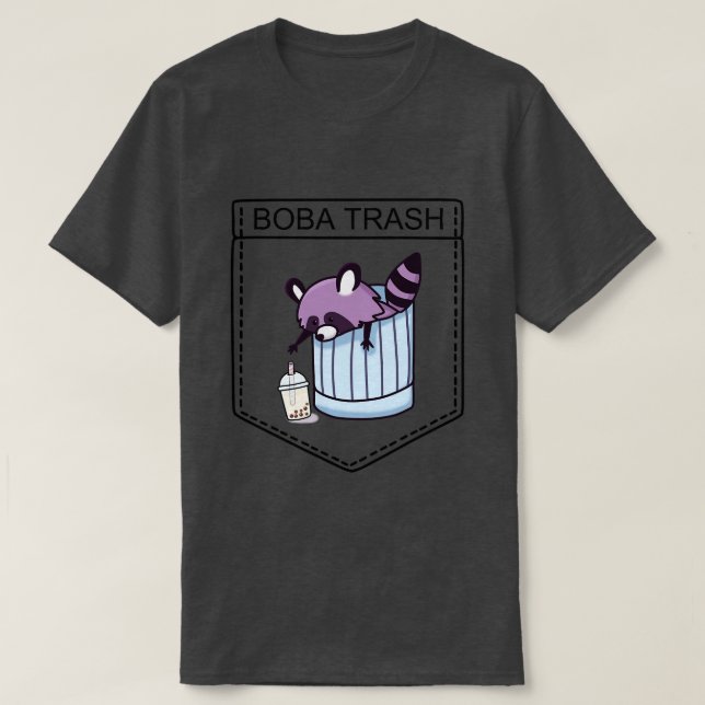 Bolsillo de camiseta de Boba Trash Racoon (Diseño del anverso)