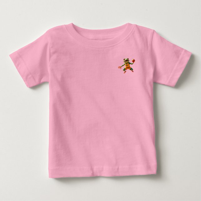 Bolsillo de camiseta rosa bebé de Rana de Balonces (Anverso)