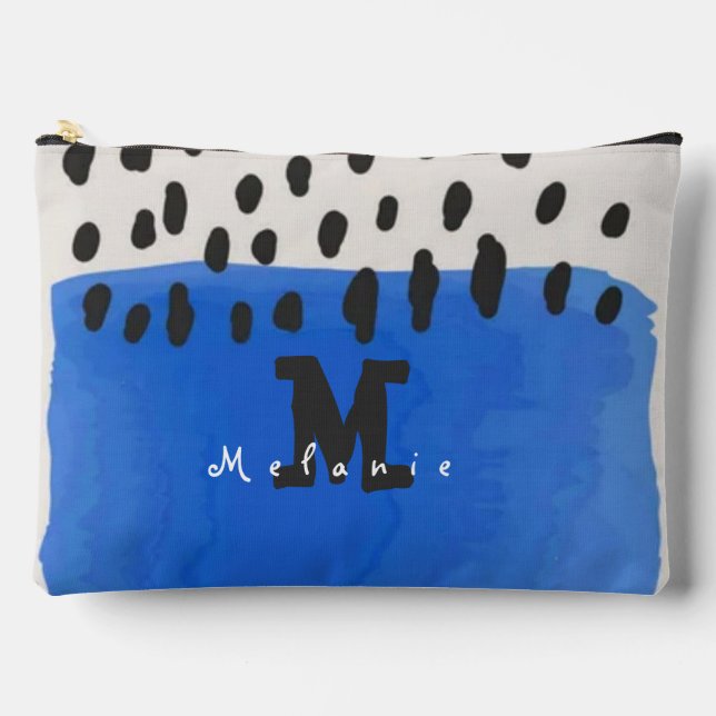 Bolsito Accesorio Grande Abstract art minimal Monogram retro blue (Anverso)
