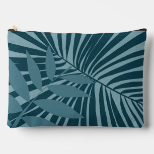 Bolsito Accesorio Grande abstracto de hojas de palma y tropicales en gris a