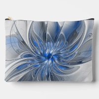 Abstracto Flor de arte fractal de color gris azul