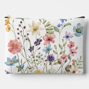 Bolsito Accesorio Grande Acuarela de flores silvestres románticas