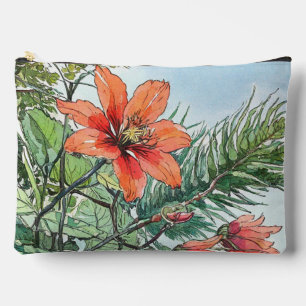 Bolsito Accesorio Grande Acuarela ilustrada Naranja botánico floral