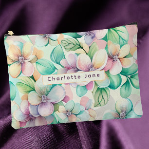 Bolsito Accesorio Grande Acuarela moderna Floral rosa y morado