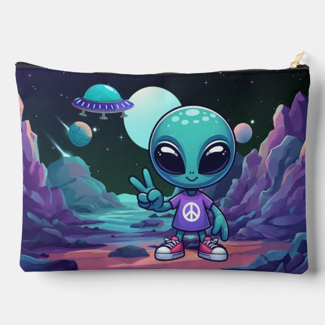 Bolsito Accesorio Grande Alien y barco espacial por la paz (Reverso )