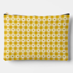 Bolsito Accesorio Grande Amarillo Mostaza Corazón Cuadros Gingham Color Ret
