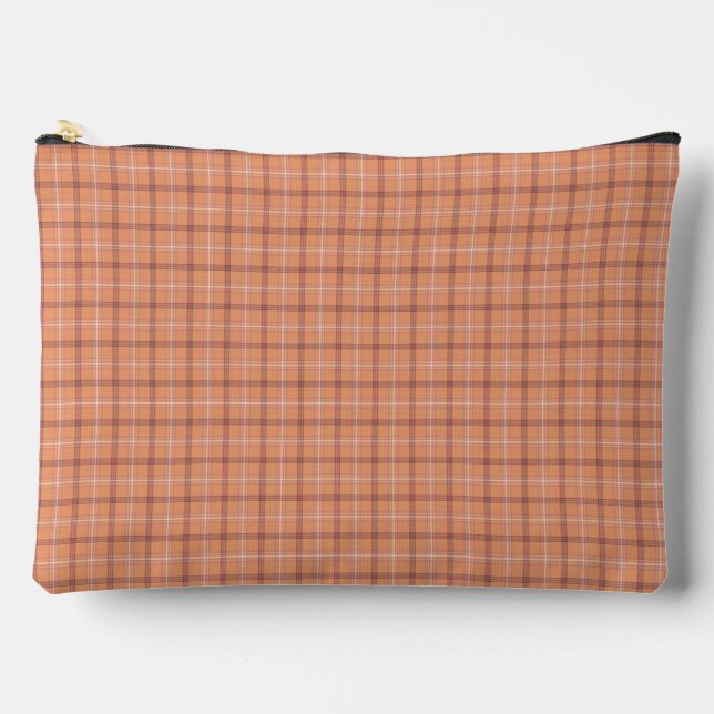 Bolsito Accesorio Grande Apricot White Plaid Classic Pattern Retro (Anverso)