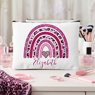 Bolsito Accesorio Grande Arcoiris dibujado a mano rosa personalizado