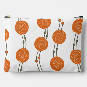 Bolsito Accesorio Grande Art Nouveau Mackintosh Rosas Rayas Naranja
