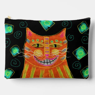 Bolsito Accesorio Grande Arte abstracto de gato Naranja sonriente
