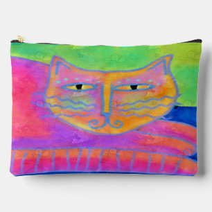 Bolsito Accesorio Grande Arte abstracto de gato rosa caliente