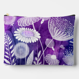 Bolsito Accesorio Grande Arte de flores silvestres moradas y violetas en ne