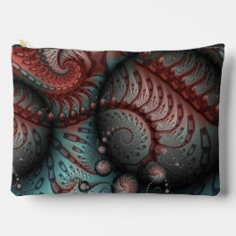 Bolsito Accesorio Grande Arte fractal de fantasía vívida abstracta marrón a