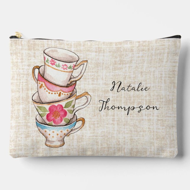 Bolsito Accesorio Grande Arte pintado a mano de fondo rústico terrenal Mono (Anverso)