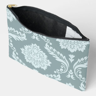 Bolsito Accesorio Grande Arte Rococó Damask I Azul Huevo de Pato+Verde Teal