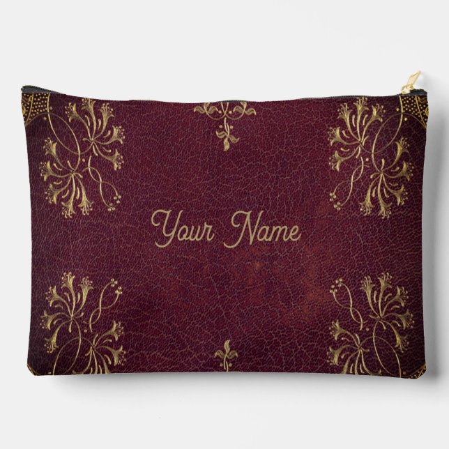 Bolsito Accesorio Grande aspecto antiguo de cuero - personalizado (Reverso )