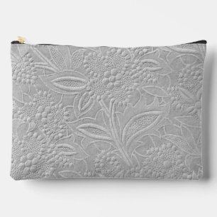 Bolsito Accesorio Grande Aspecto floral gris en relieve