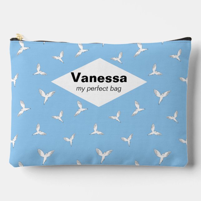 Bolsito Accesorio Grande Aves blancas. (Anverso)