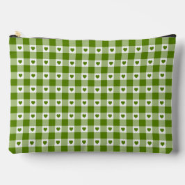 Bolsito Accesorio Grande Avocado Green Heart Plaid Gingham Retro Color