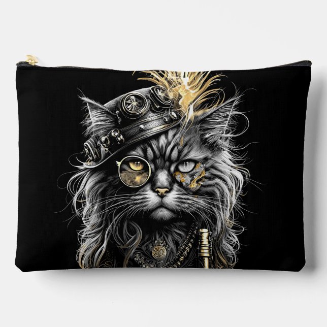 Bolsito Accesorio Grande Awesome Steampunk Cat  (Anverso)