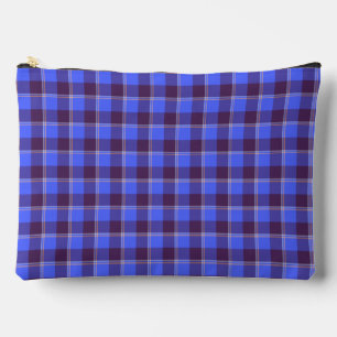 Bolsito Accesorio Grande Azul Aciano y Cuadro Marrón Livido