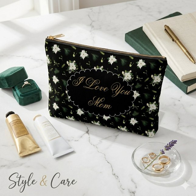 Bolsito Accesorio Grande Beautiful Floral Mothers Day Zipper (Beautiful Floral Mothers Day Zipper Accessory Pouch)