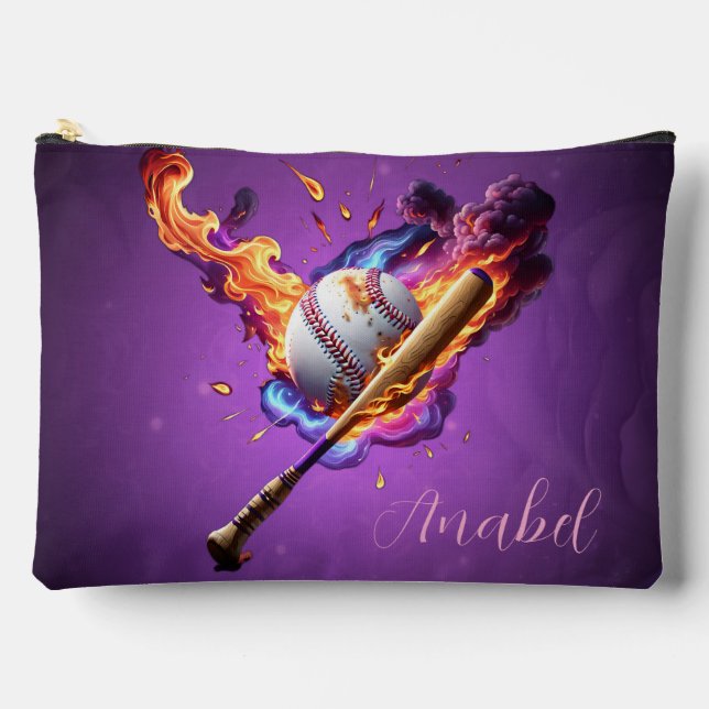Bolsito Accesorio Grande Béisbol en llamas. (Anverso)
