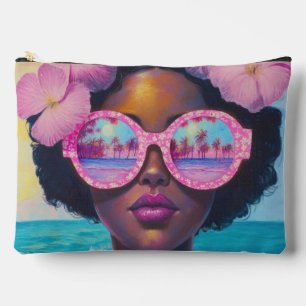 Bolsito Accesorio Grande Belleza tropical en tonos rosados