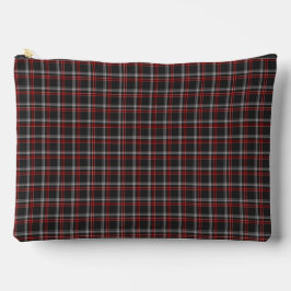 Bolsito Accesorio Grande Black Burgundy Plaid Classic Pattern