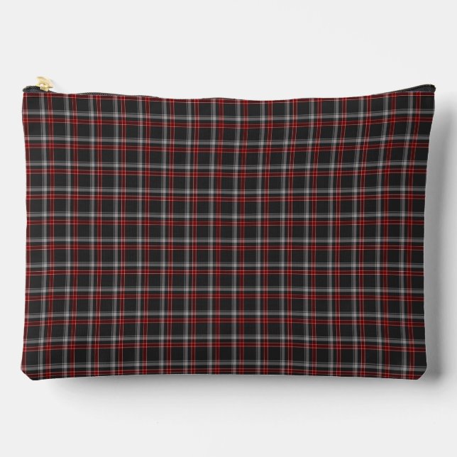 Bolsito Accesorio Grande Black Burgundy Plaid Classic Pattern (Anverso)