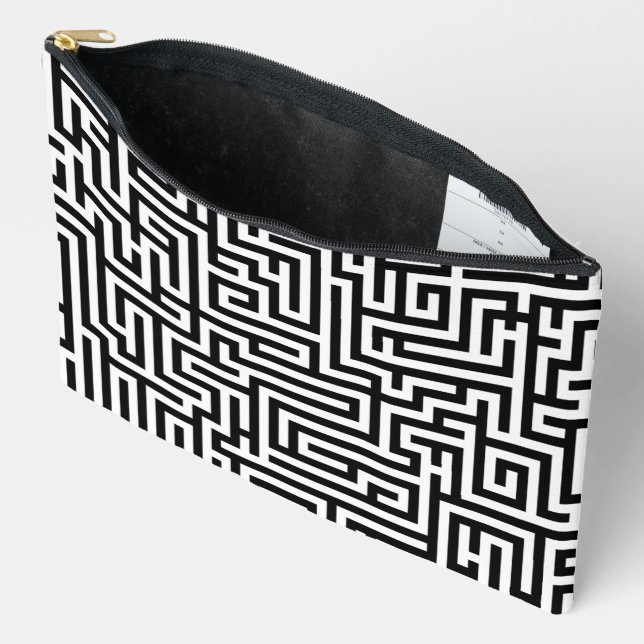 Bolsito Accesorio Grande Black & White Labyrinth Maze Pattern (Abierto)