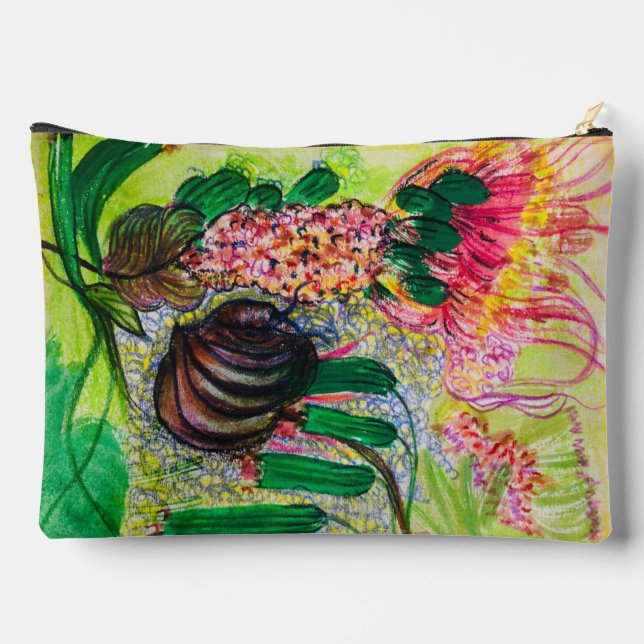 Bolsito Accesorio Grande Bloom Tropical Art Print Cut Sew Bag (Reverso )