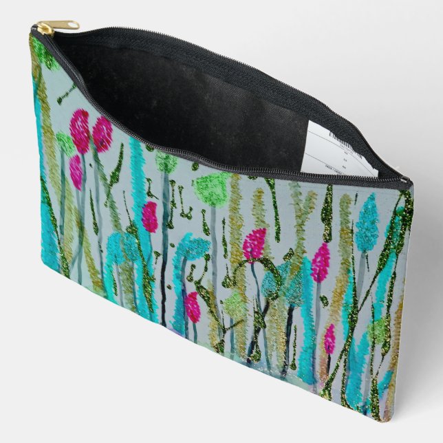 Bolsito Accesorio Grande Blooming Color Print Cosmetic Bag (Abierto)