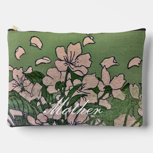 Bolsito Accesorio Grande Blossom rosadoBolsa de corte de impresión verde (Anverso)