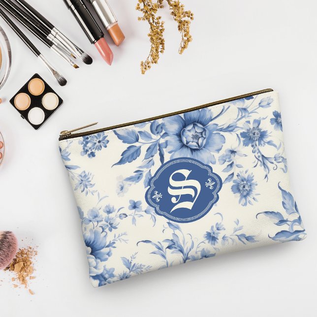 Bolsito Accesorio Grande Blue Floral French Toile Chinoiserie personalizada (Subido por el creador)