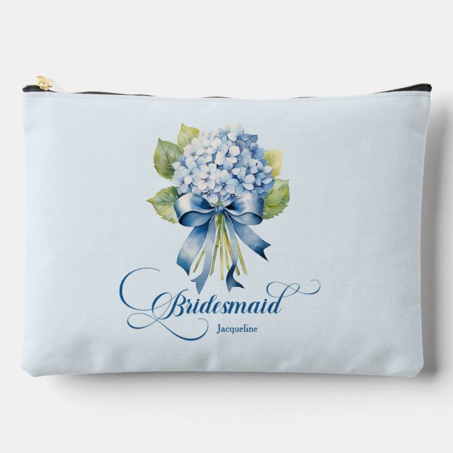 Bolsito Accesorio Grande Blue Hydrangea Bouquet Bridesmaid Bachelorette (Anverso)