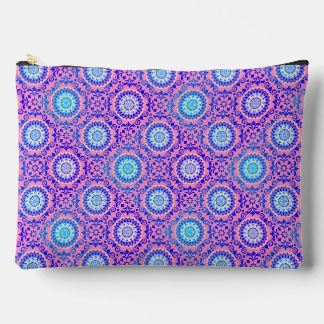 Bolsito Accesorio Grande Blue Mandala Pattern Boho rosa (Anverso)