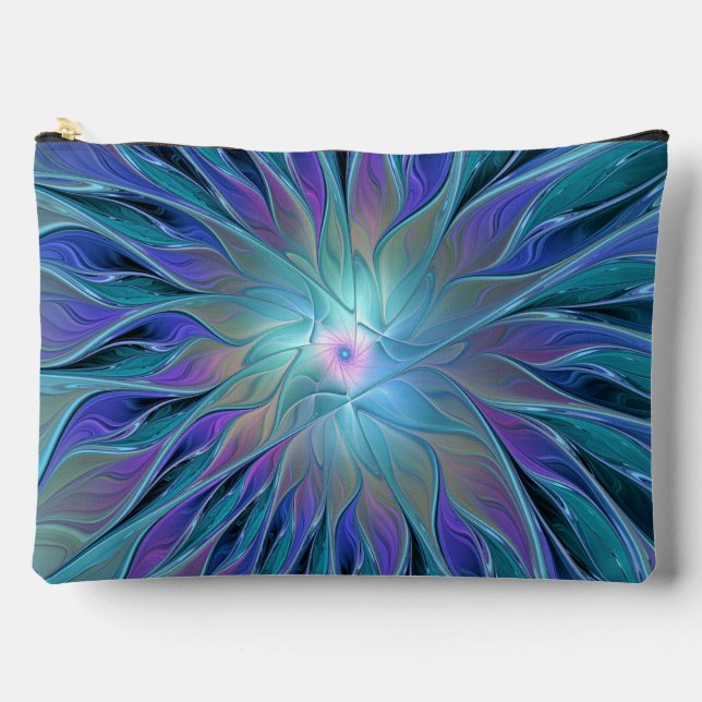 Bolsito Accesorio Grande Blue Purple Flower Dream Resumen arte fractal (Anverso)