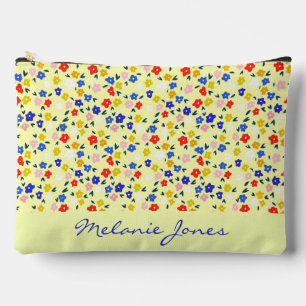 Bolsito Accesorio Grande Bonito Cute Floral Pastel Amarillo Personalizado