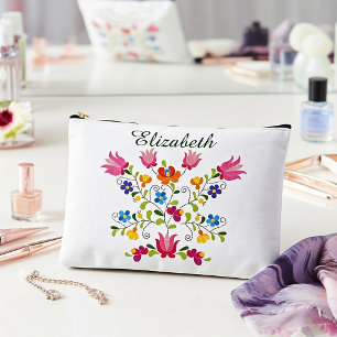 Bolsito Accesorio Grande Bordado floral personalizado