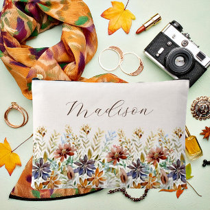 Bolsito Accesorio Grande Borde de flores silvestres de otoño personalizado