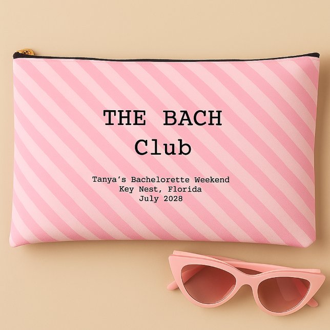 Bolsito Accesorio Grande Bridesmaid Bachelorette Rayas Rosa Labial (Subido por el creador)