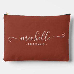 Bolsito Accesorio Grande Bridesmaid personalizada de maderas quemadas minim